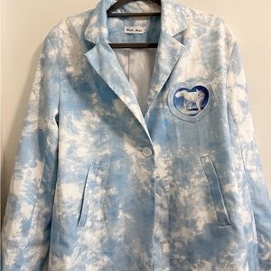 Vintage kitty white blue blazer jacket